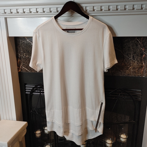 SMOKE RISE MENS JA6160 ZIP DETAIL SHIRT, WHITE L - Picture 2 of 7